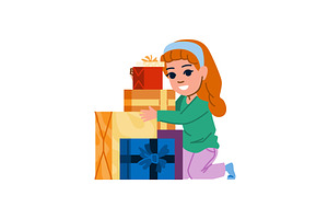 Happy girl arranging christmas or, an Object Illustration by pikepicture