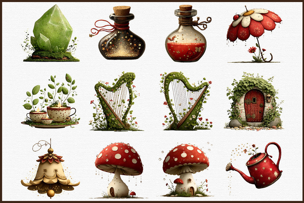 Watercolor Fairy Garden Clipart, an Illustration by Sublimation Artist (Photo 3 of 6)