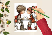 Romantic Valentine Couple Clipart, an Illustration by DreamCafeArt (Thumbnail 6 of 6)