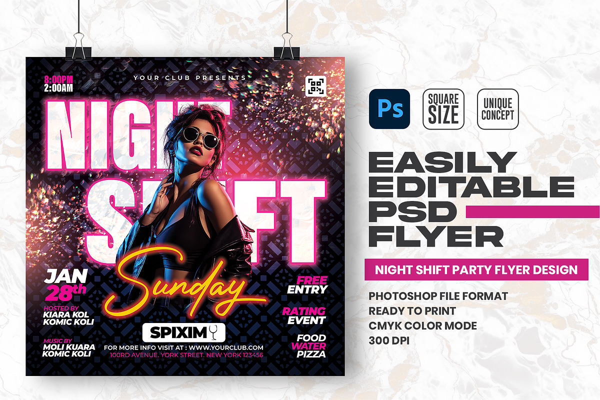 Night Shift Party Flyer Design, a Flyer Template by Shajib Shikder (Photo 1 of 2)
