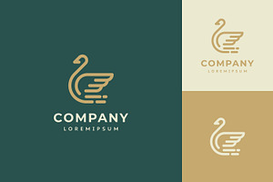 Swan logo line art design style, a Branding & Logo Template by Saba Vector