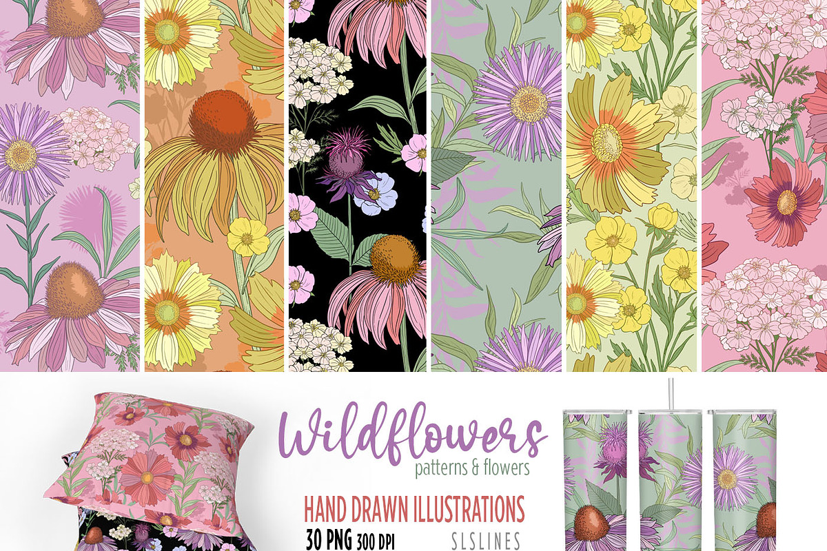 Wildflowers Clipart Flower Graphics, a Decorative Illustration by SLS Lines (Photo 2 of 6)