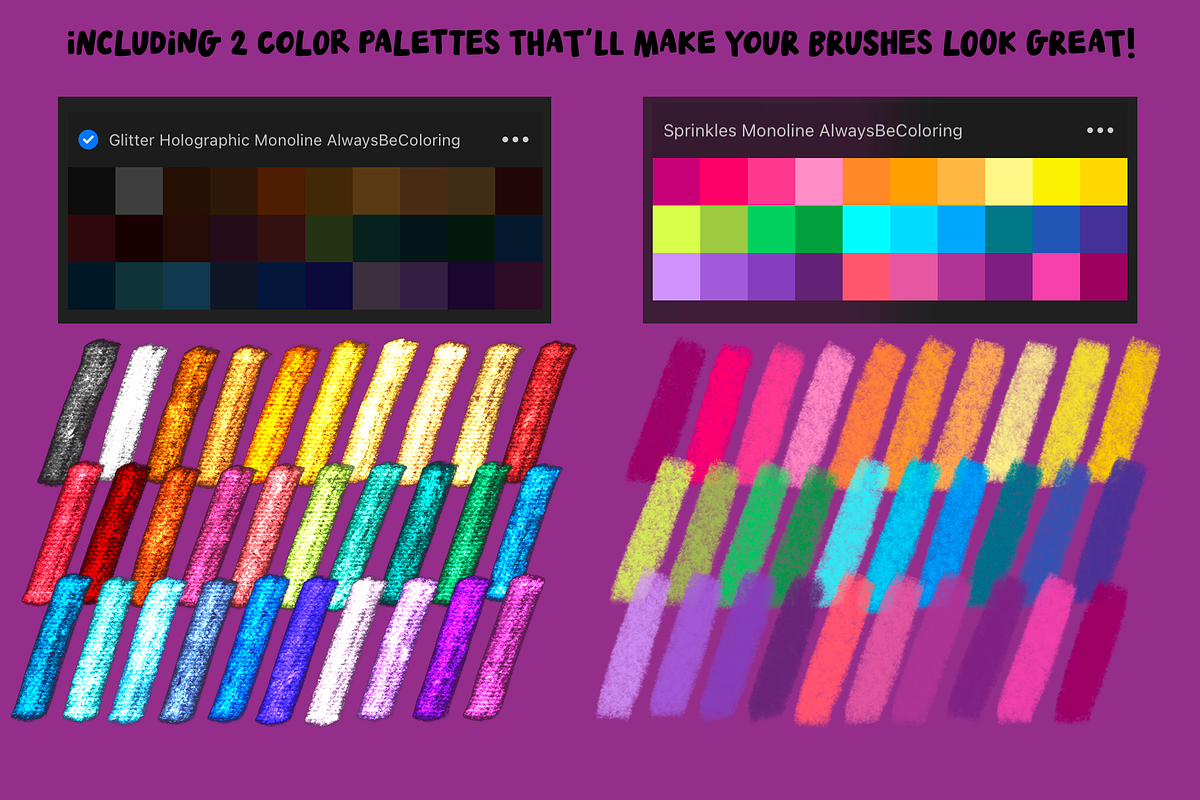 Mega Monoline Procreate Brush Set, a Brush Add-On by AlwaysBeColoring