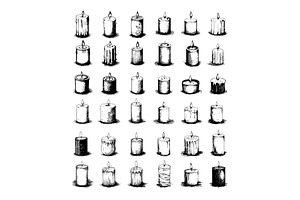 Wax candle black ink sketch vector, an Object Illustration by Onyx