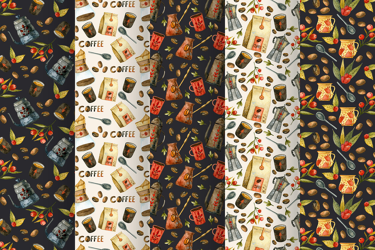 Coffee Illustrations Watercolor, a Texture Illustration by annasokol_ (Photo 11 of 13)