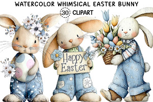 Whimsical Easter Bunny PNG Clipart, an Illustration by Creative Art