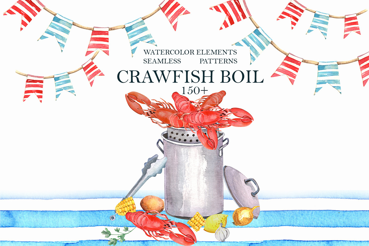 Seafood, Crawfish Boil, a Food Illustration by JennyColorArt (Photo 1 of 10)