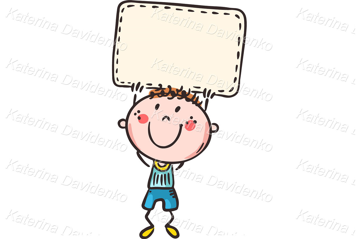 Happy childrens holding blank signs, a Person Illustration by Bubert Art (Photo 10 of 10)