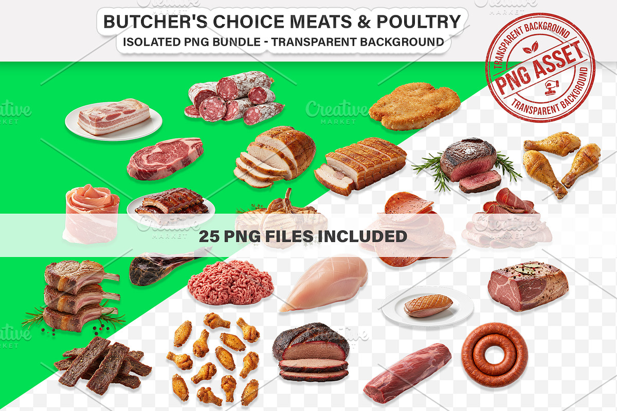 Butcher's Choice Meats, Poultry -PNG, an Object Graphic by Nurlan's shop (Photo 1 of 4)