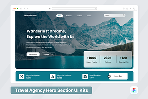 Wanderlust Travel Agency Hero Header, an UI Kit Template by SquidPixey
