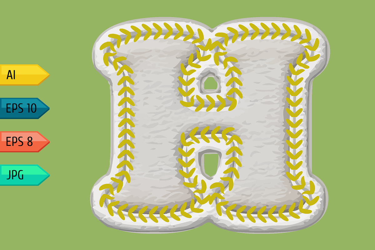 Vector alphabet with stitches. preview 4