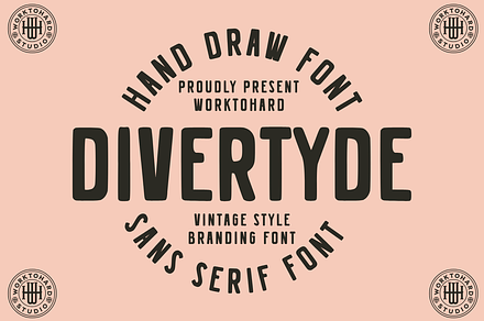 Divertyde – Hand Drawn Vintage Font, a Font by Work to Hard