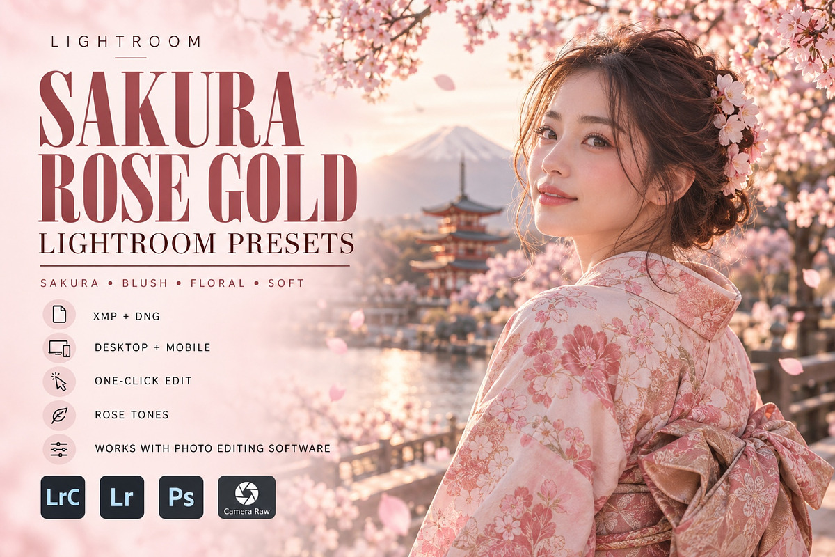 Sakura Rose Gold Lightroom Presets, a Preset Add-On by AAA Presets (Photo 1 of 23)