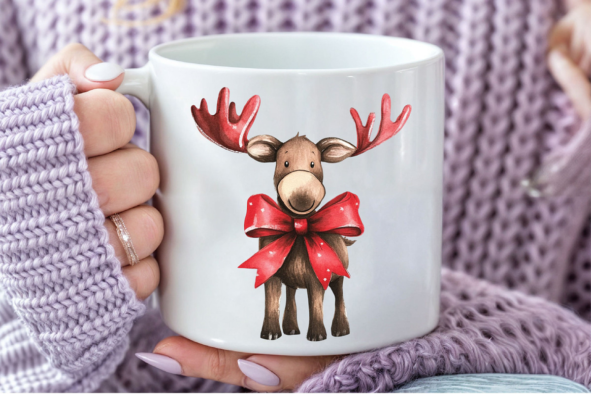 Kawaii Christmas Moose Clipart, an Illustration by Pixels.Craft (Photo 6 of 7)