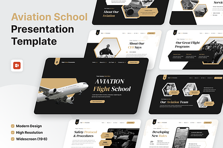 Aviation Flight School PowerPoint, a Presentation Template by SquidPixey