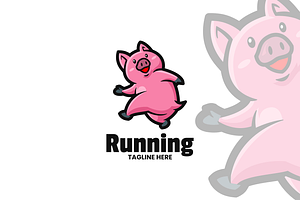 Running Pig Mascot Logo Design., a Design Template by VectorCraft