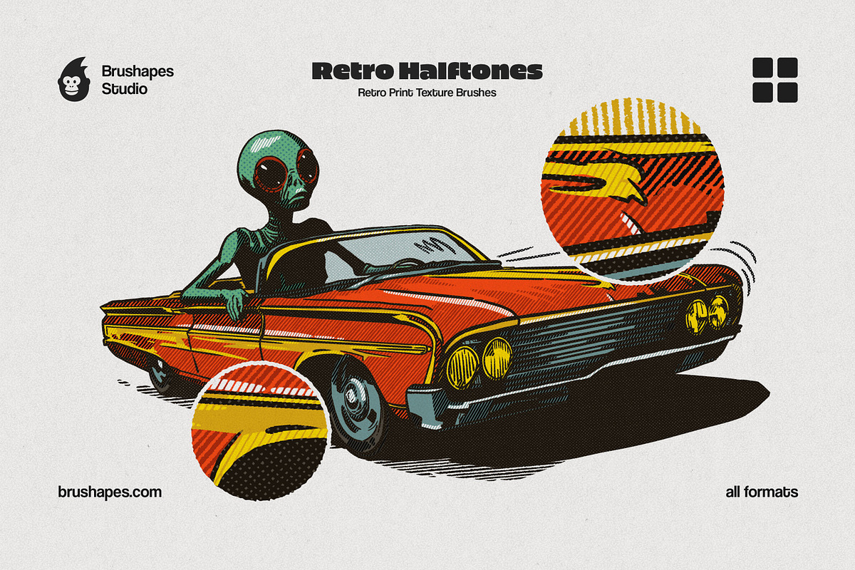Multi App Retro Halftone Brushes, a Brush Add-On by brushapes.com (Photo 4 of 12)