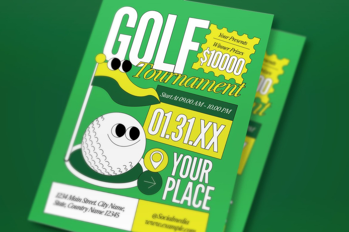 Green Golf Tournament Flyer Set, a Flyer Template by graphicook (Photo 2 of 3)