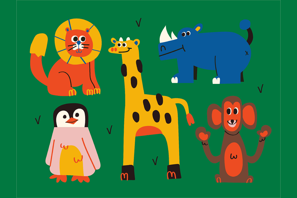 Green Doodle Zoo Animal Illustration, an Animal Illustration by graphicook