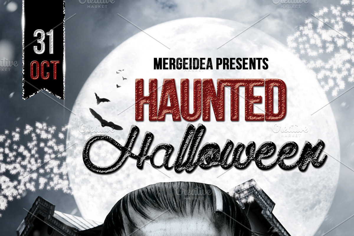 Haunted Halloween Party Flyer, a Flyer Template by MergeIdea (Photo 2 of 3)