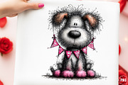 Quirky Valentine Dogs Clipart, an Animal Illustration by GatewayDesign (Thumbnail 3 of 3)