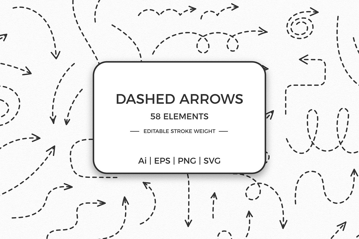 Dashed Arrows – 58 Vector Elements, an Illustration by PixMarket (Photo 1 of 3)