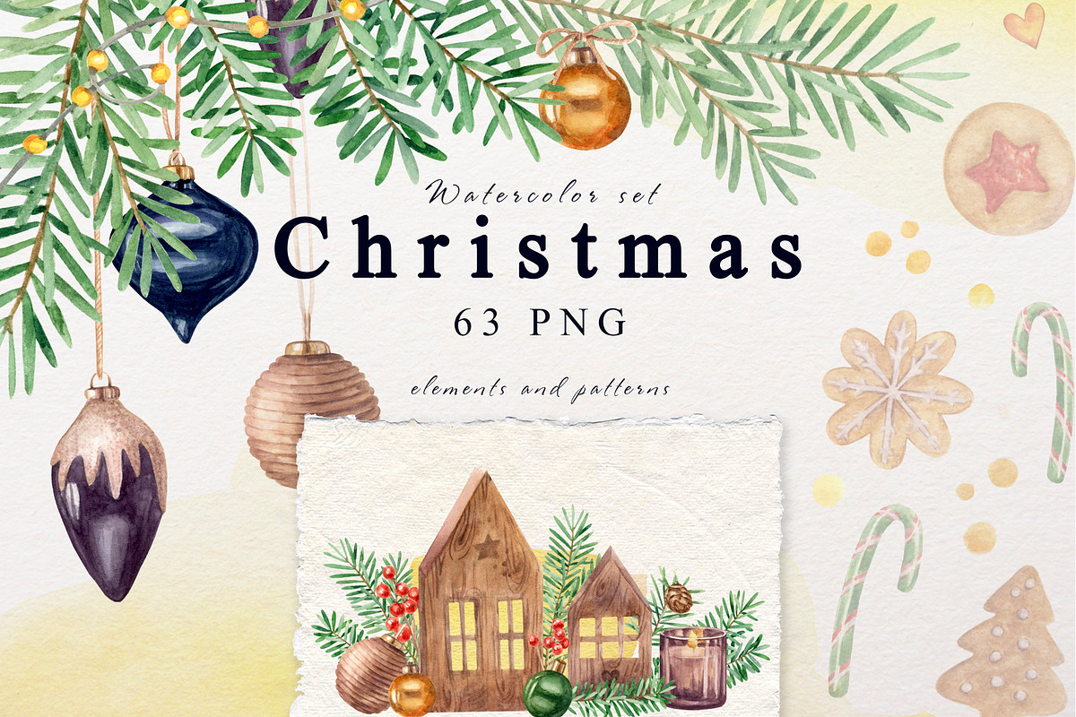 Watercolor Christmas clip art, an Illustration by a_ptichkina (Photo 1 of 8)