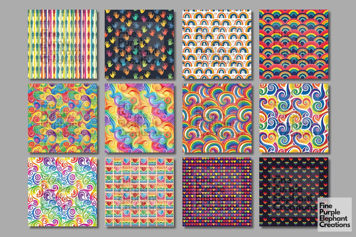 Rainbow Pride LGBTQ Gay Lesbian Love, a Pattern Graphic by Fine Purple Elephant (Photo 5 of 5)