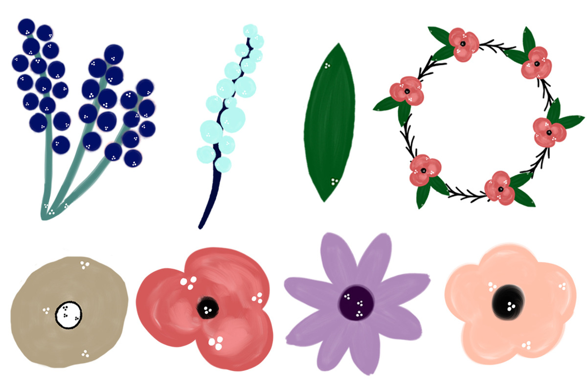 Painted Flower Clip Art preview 2