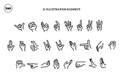 Hand Gesture Outline Illustration, an Object Graphic by SLAB! Design (Thumbnail 2 of 4)