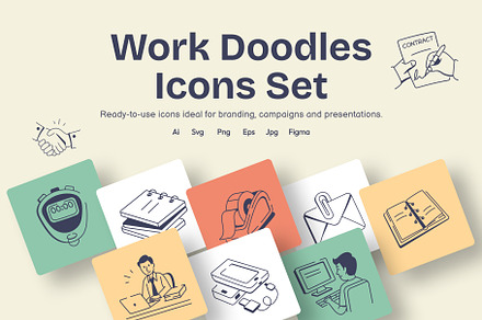 Work Doodles Icons, a Solid Icon by Vectors Market