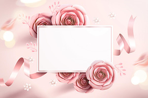 Pink Paper Flowers Card