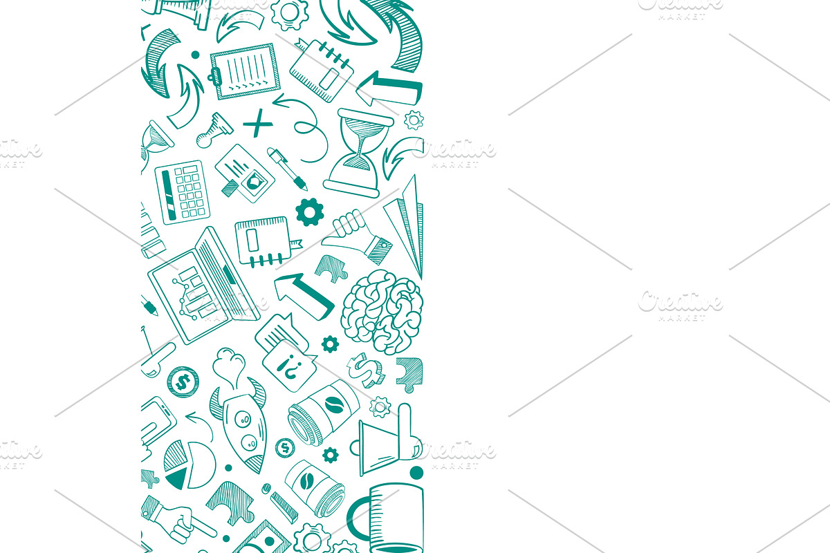 hand drawn business icons. vertical, an Object Illustration by Multigon