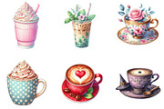 Watercolor Coffee Cups Clipart, an Illustration by cherrydesign (Thumbnail 2 of 4)