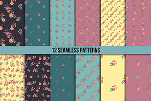 Butterflies And Flowers. 12 Patterns