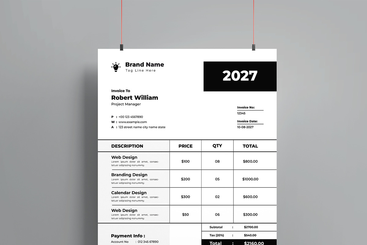 Invoice Template, a Stationery Template by MightyDesign (Photo 4 of 8)