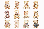 Watercolor Teddy Bear Clipart, an Illustration by Design Market (Thumbnail 5 of 5)