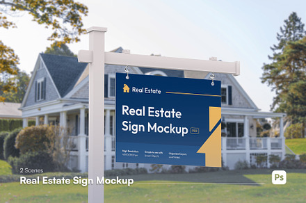 Real Estate Hanging Sign Mockup, a Merchandise Mockup by vectorstockstudi0