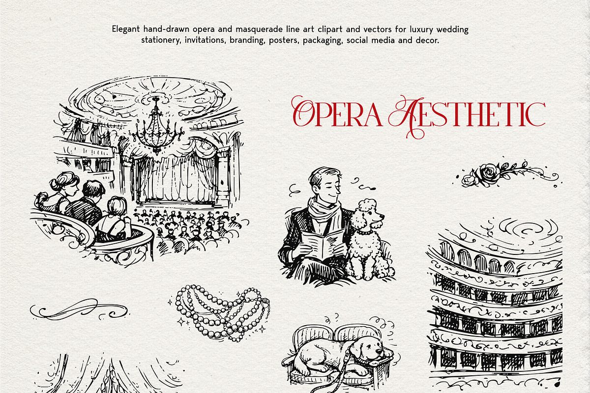 Opera Aesthetic: Vector Line Art, a Decorative Illustration by divanovskaya_nv (Photo 2 of 19)
