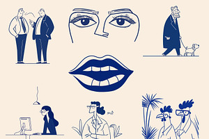 Retro outline character collection, a Person Illustration by Sybillla