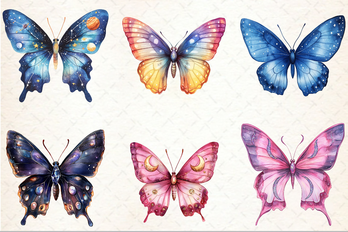 Magic Butterflies Clipart Bundle, an Illustration by Rose Art (Photo 3 of 8)