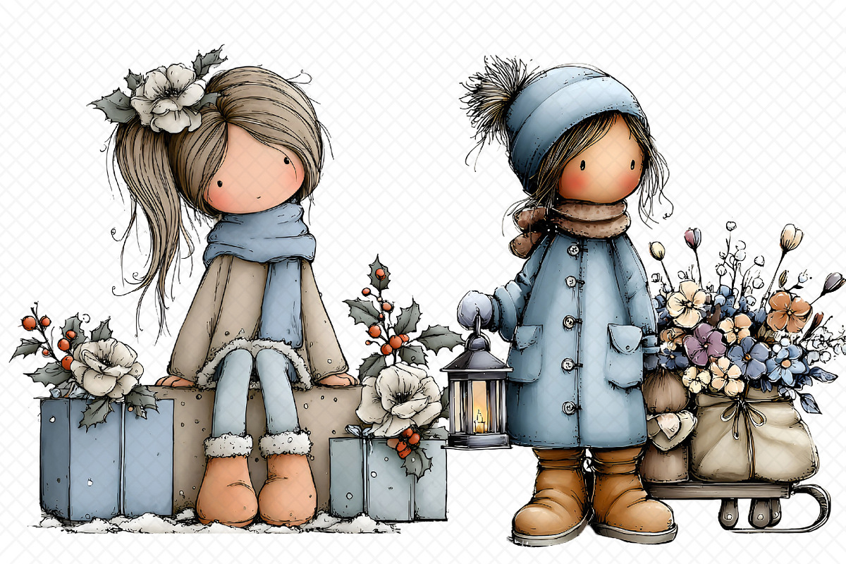 Christmas flowers-and-girls, an Illustration by cherrydesign (Photo 1 of 3)