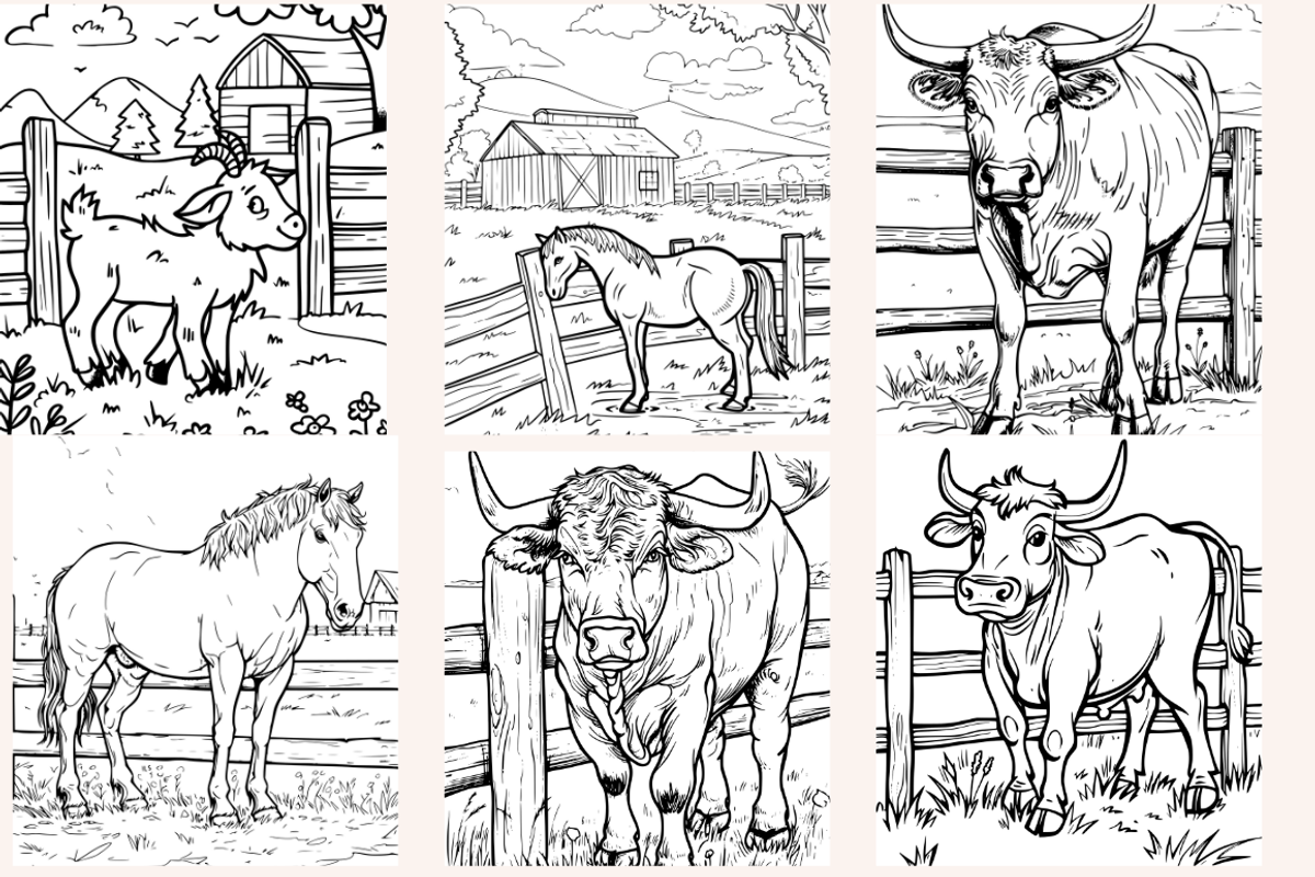 Farmyard Animals Coloring Pages, an Animal Illustration by PrintHaven Designs (Photo 3 of 9)