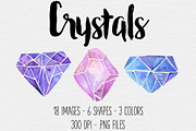 Watercolor Crystal Clipart, an Illustration by TigerlilyDesignCo (Thumbnail 1 of 4)