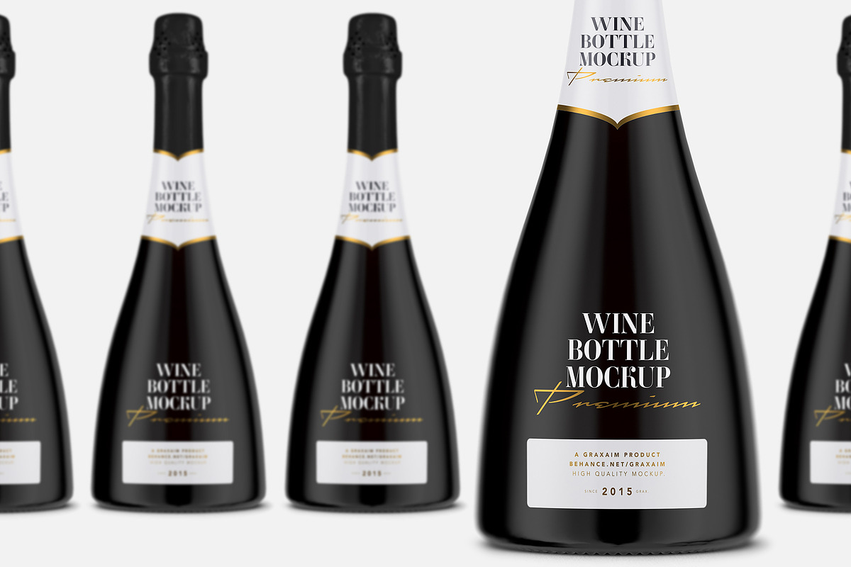 Champagne Black Bottle Mockup, a Packaging Mockup by Graxaim Mock-up (Photo 1 of 7)