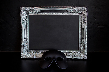 Carnival mask and beautiful silver frame with empty place for your text or design., an Arts & Entertainment Photo by LiaKoltyrina
