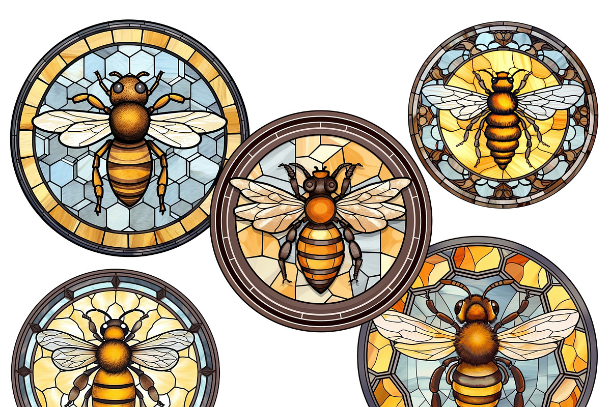Honey Bees Png Stained Glass Clipart, an Animal Illustration by Tanya Kart (Photo 7 of 7)
