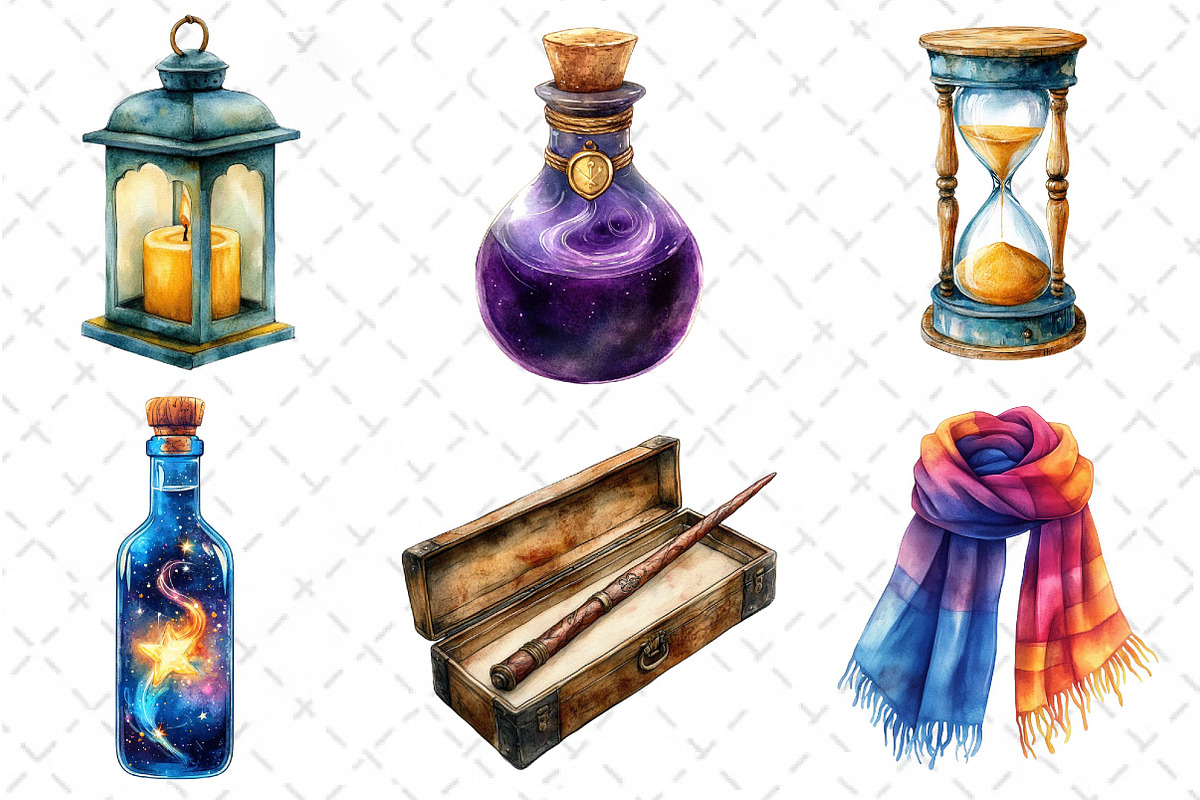 Watercolor Wizard School Clipart, an Illustration by Dream Creation (Photo 3 of 7)