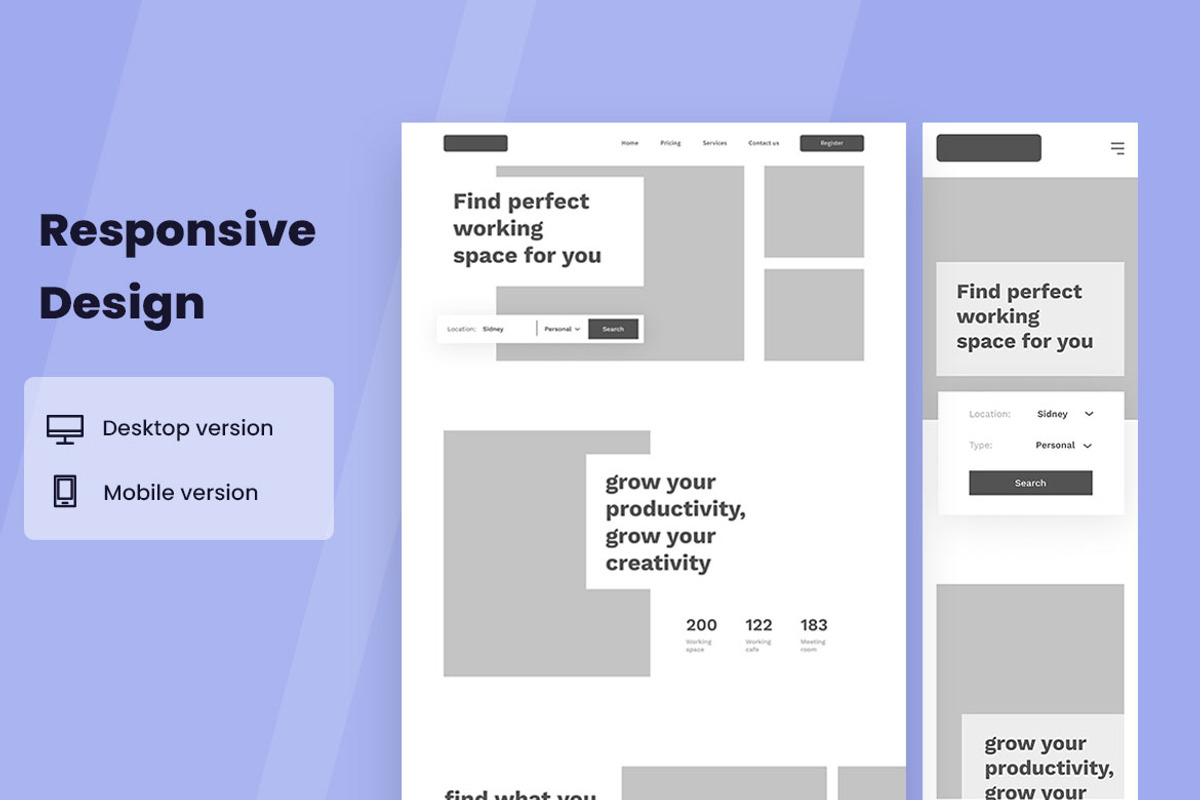 Coworking Space Wireframe Website, a Wireframe Template by INSPR STD (Photo 4 of 6)