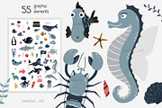 Sea Life clipart & pattern, an Animal Illustration by tamatus_art (Thumbnail 7 of 9)
